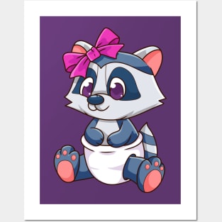 Raccoon Baby Girl Posters and Art